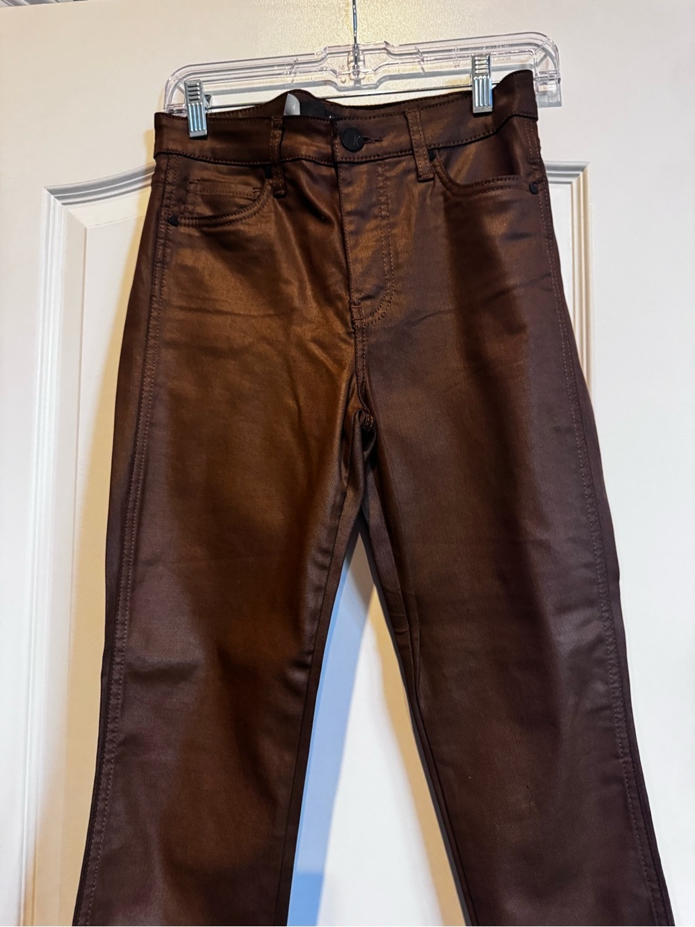 KUT The kloth brown coated denim size 4 straight leg high rise - Picture 6 of 9